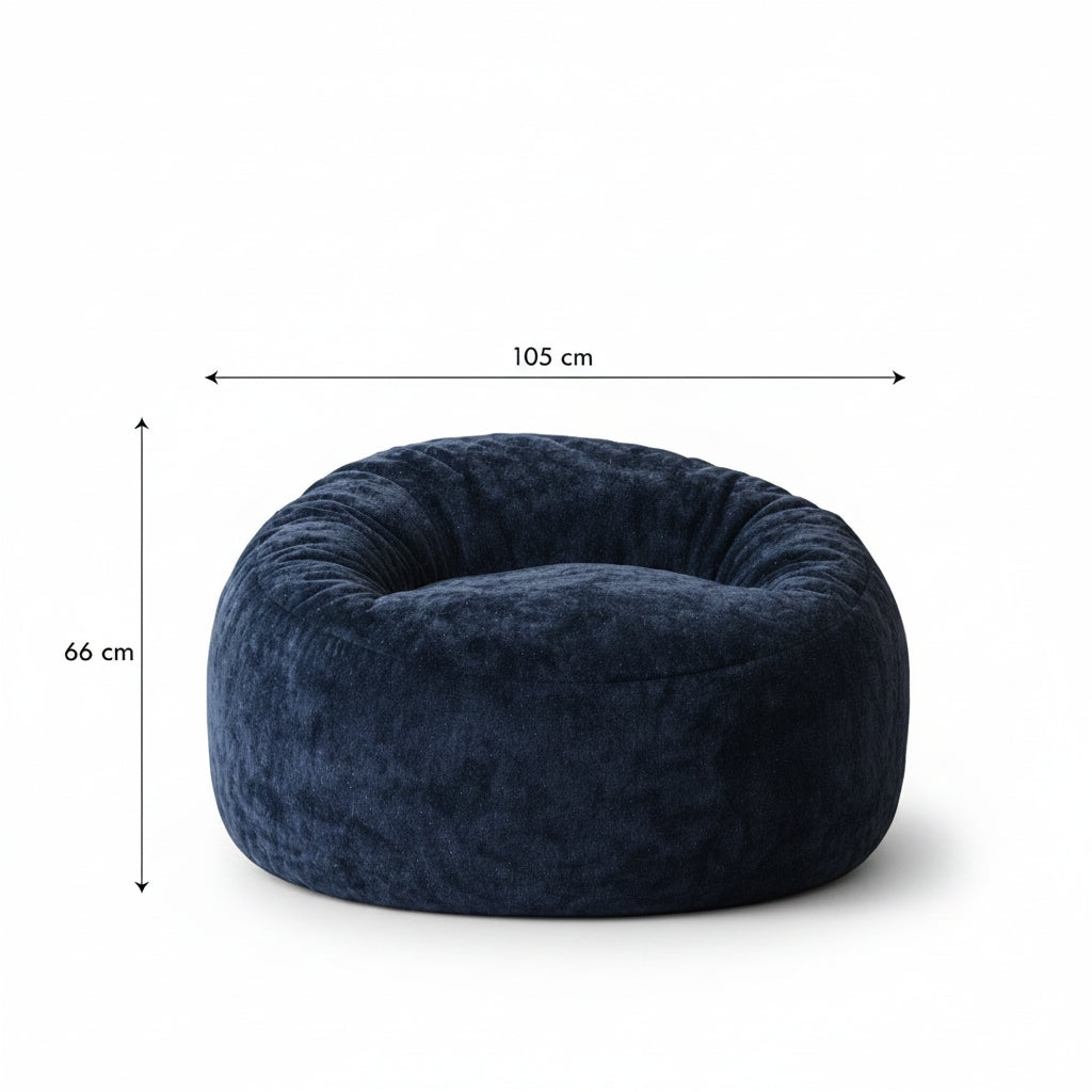 Fauteuil pouf Dossier Haut Velours Bleu - Le Moya