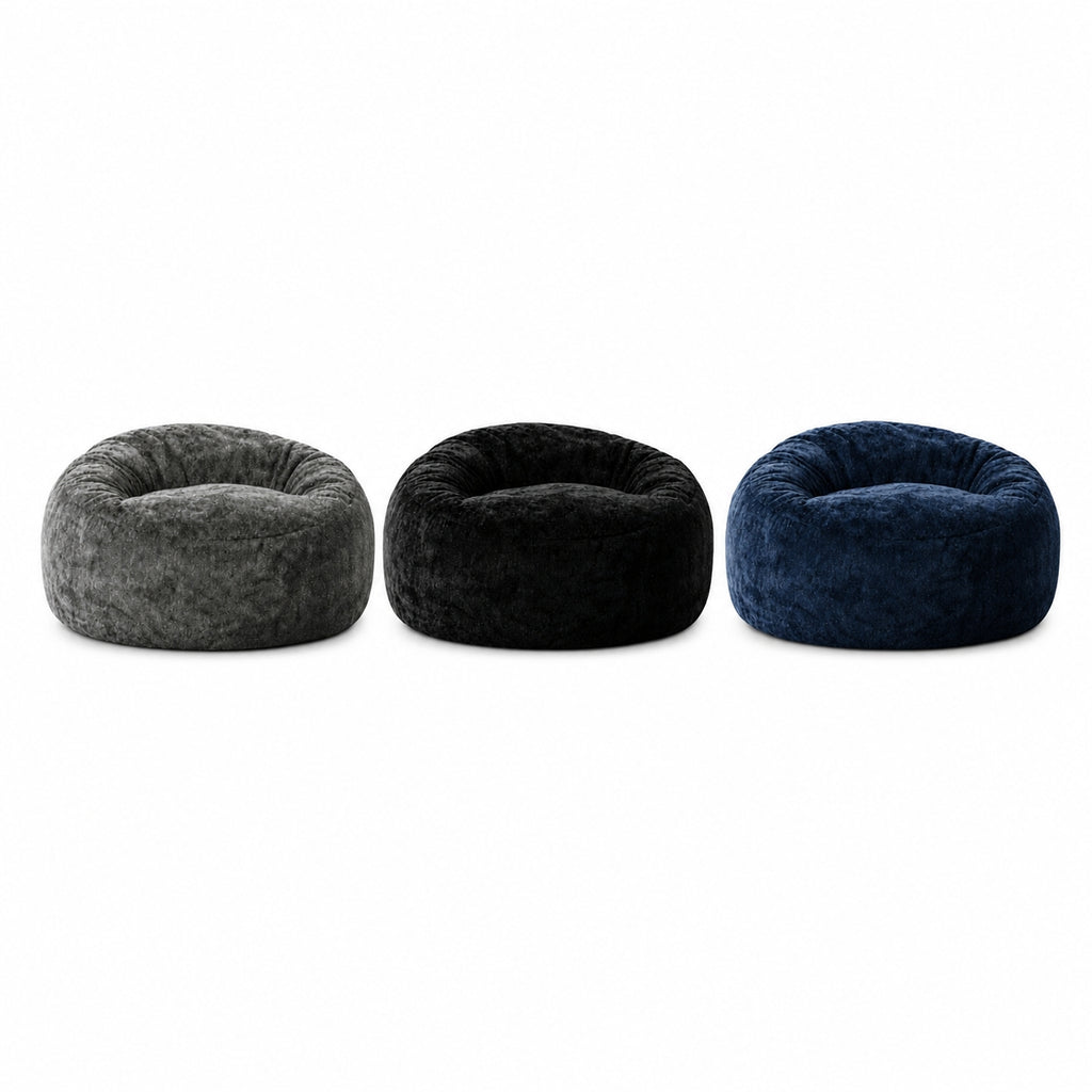 Fauteuil pouf Dossier Haut Velours Bleu - Le Moya