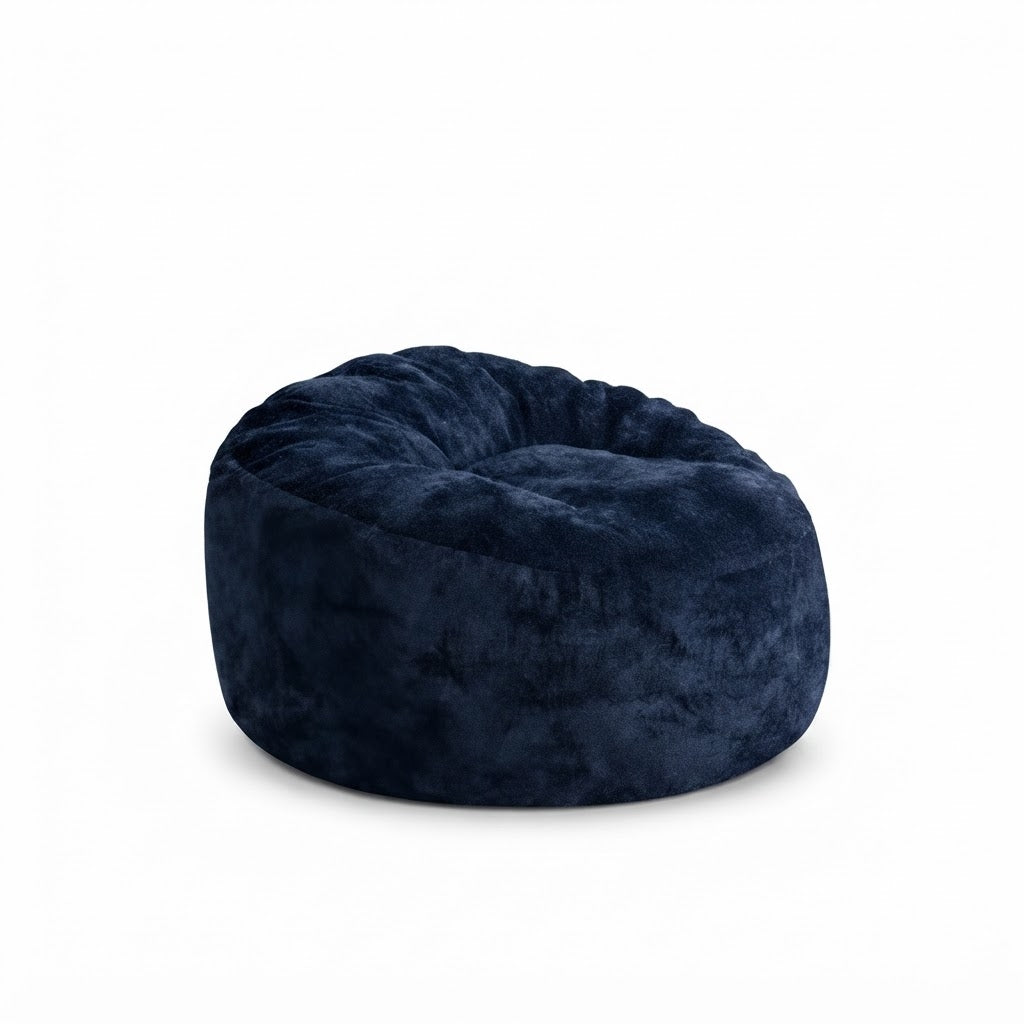Fauteuil pouf Dossier Haut Velours Bleu - Le Moya