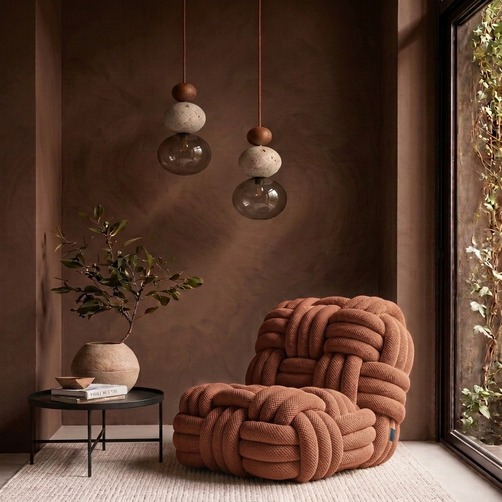 Pouf Salon Fauteuil Tressé Tricoté Épais Cocooning Chambre Déco - Le Naki