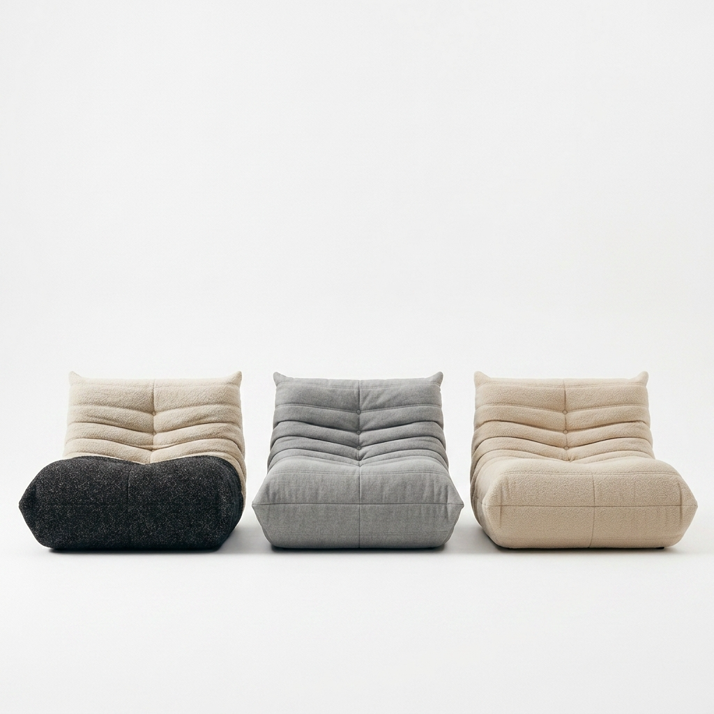 Fauteuil Pouf Géant Cocooning à Dossier Haut en Tissu Tricoté Premium, Fauteuil de Sol Design pour Salon et Chambre - Le Kori