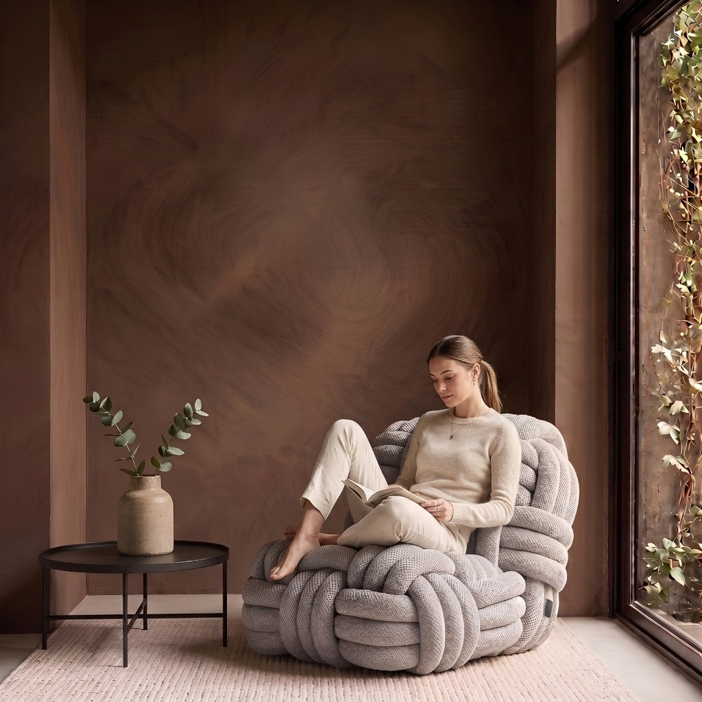 Pouf Salon Fauteuil Tressé Tricoté Épais Cocooning Chambre Déco - Le Naki