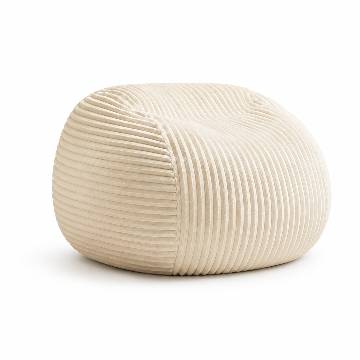 Pouf Rond Adulte en Velours Côtelé Moelleux, Fauteuil de Sol Cocooning à Mousse Mémoire de Forme pour Salon et Chambre – Le Tanu