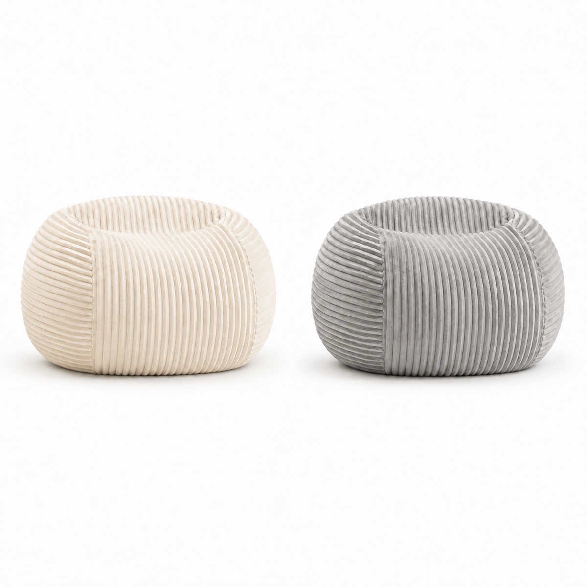 Pouf Rond Adulte en Velours Côtelé Moelleux, Fauteuil de Sol Cocooning à Mousse Mémoire de Forme pour Salon et Chambre – Le Tanu