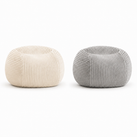 Pouf Rond Adulte en Velours Côtelé Moelleux, Fauteuil de Sol Cocooning à Mousse Mémoire de Forme pour Salon et Chambre – Le Tanu