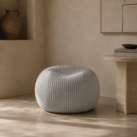 Pouf Rond Adulte en Velours Côtelé Moelleux, Fauteuil de Sol Cocooning à Mousse Mémoire de Forme pour Salon et Chambre – Le Tanu