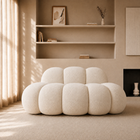 Canapé Pouf Nuage en Bouclé Épais, Assise Modulable Sculpturale Cocooning Design pour Salon – Le Awan