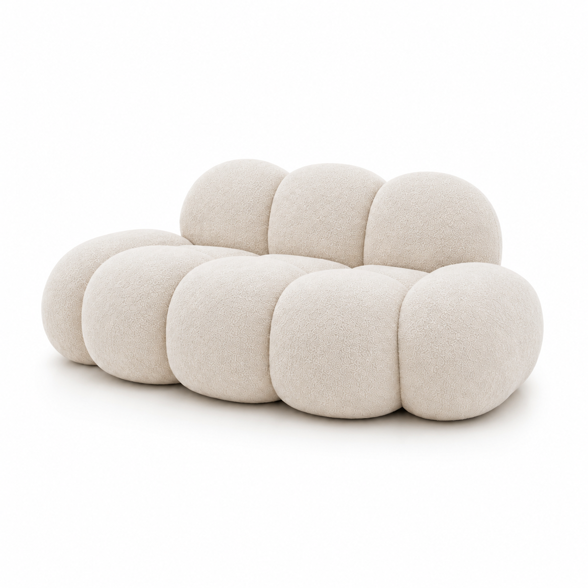 Canapé Pouf Nuage en Bouclé Épais, Assise Modulable Sculpturale Cocooning Design pour Salon – Le Awan