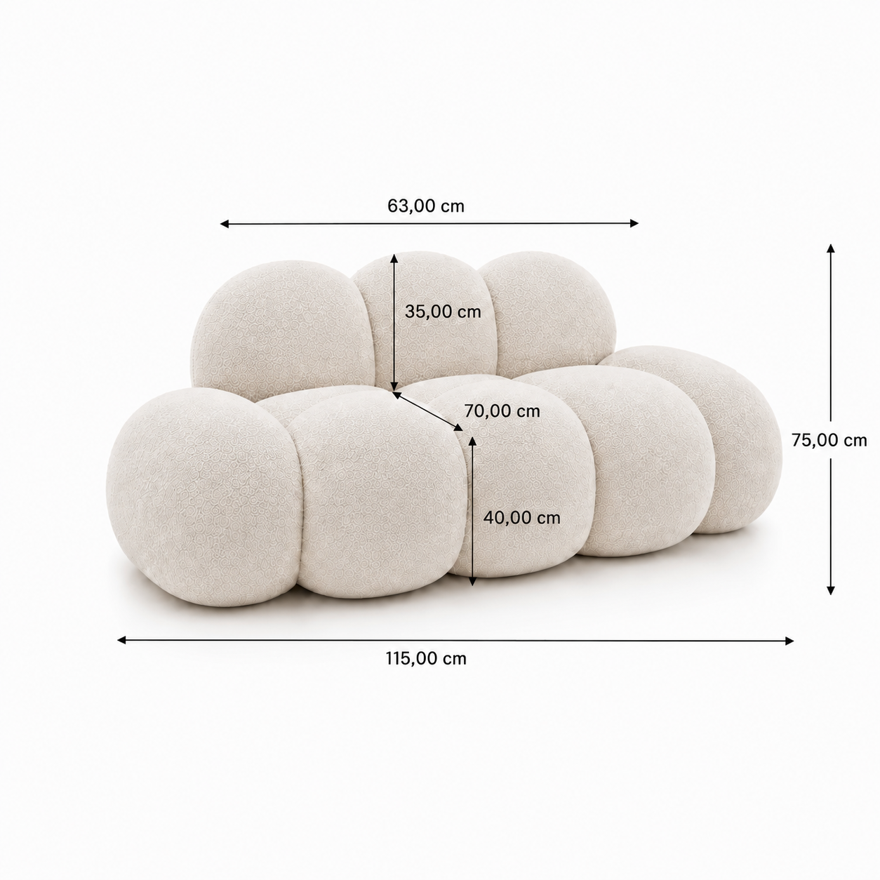 Canapé Pouf Nuage en Bouclé Épais, Assise Modulable Sculpturale Cocooning Design pour Salon – Le Awan