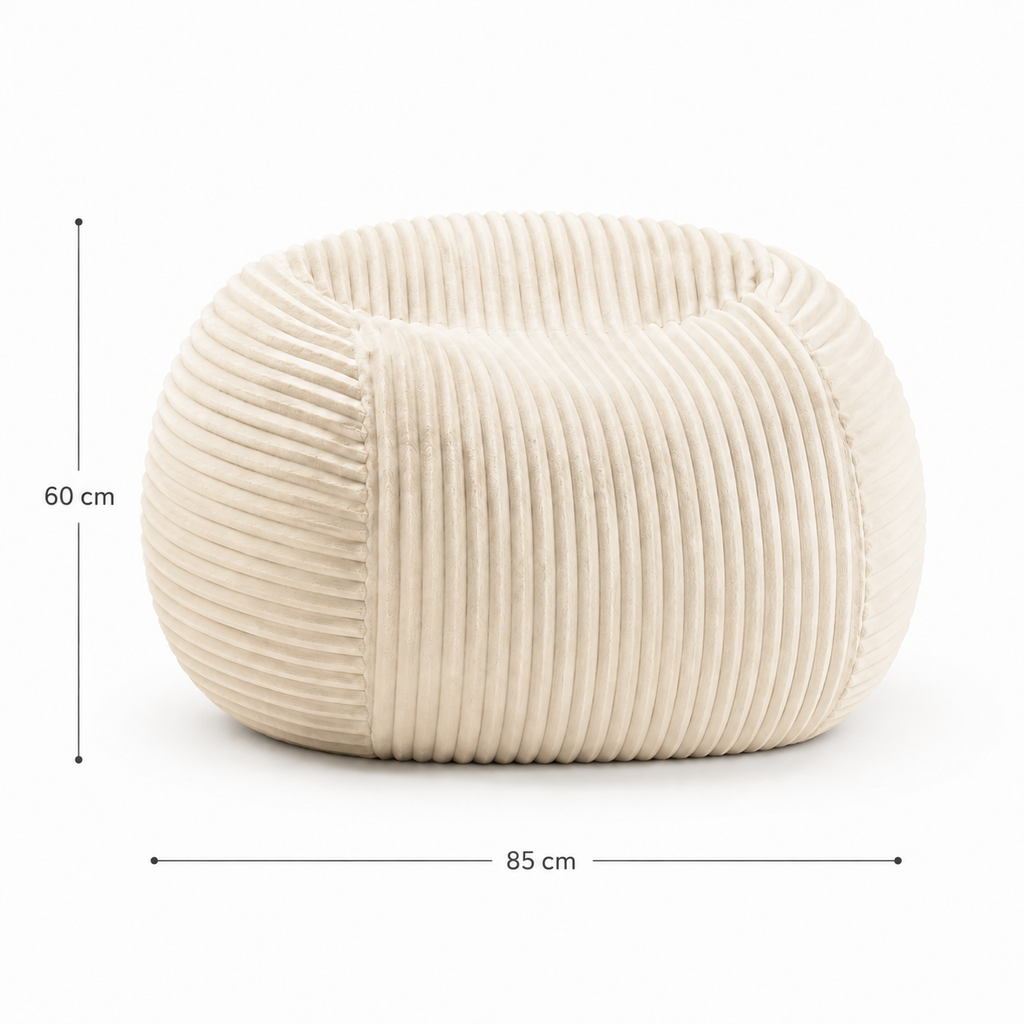 Pouf Rond Adulte en Velours Côtelé Moelleux, Fauteuil de Sol Cocooning à Mousse Mémoire de Forme pour Salon et Chambre – Le Tanu