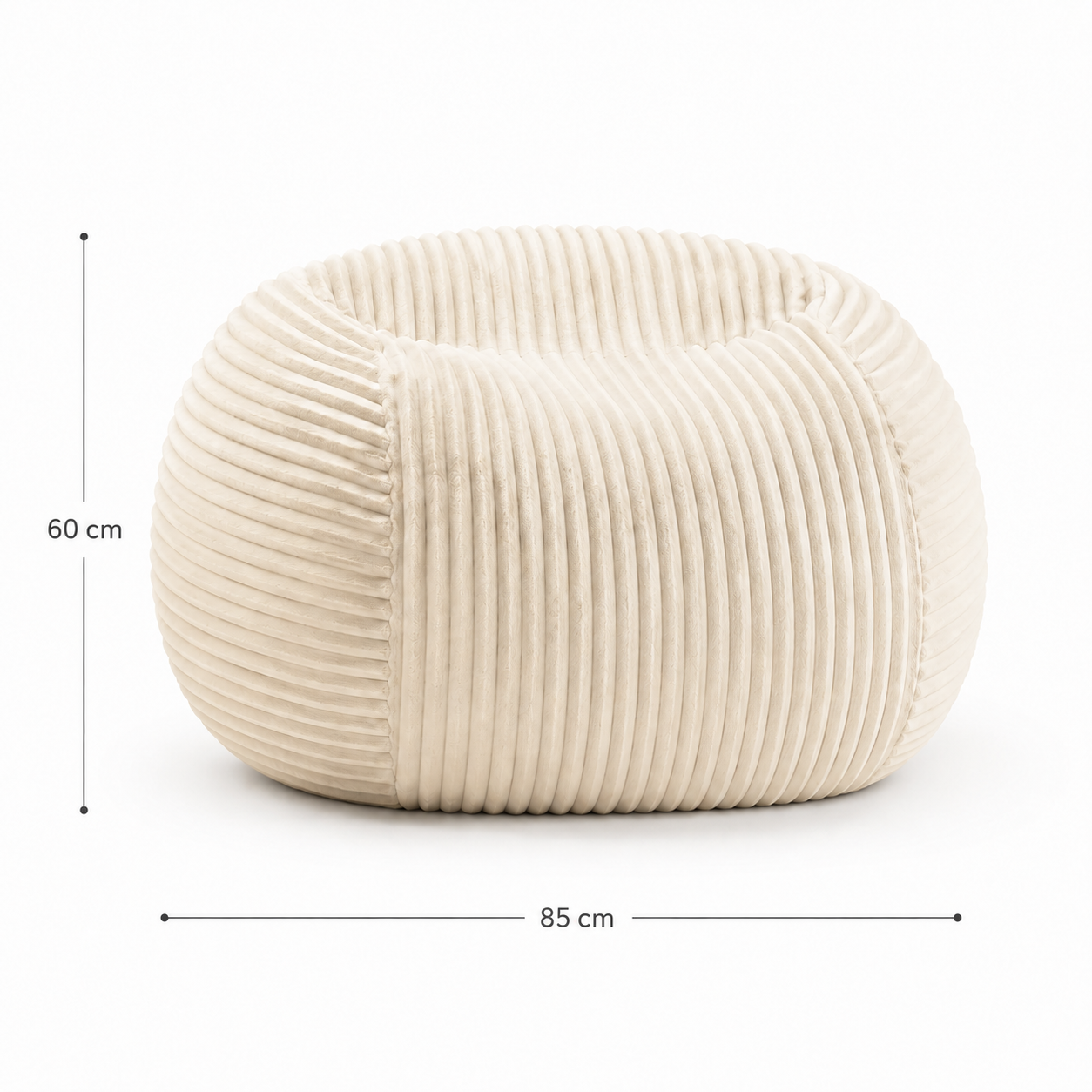 Pouf Rond Adulte en Velours Côtelé Moelleux, Fauteuil de Sol Cocooning à Mousse Mémoire de Forme pour Salon et Chambre – Le Tanu