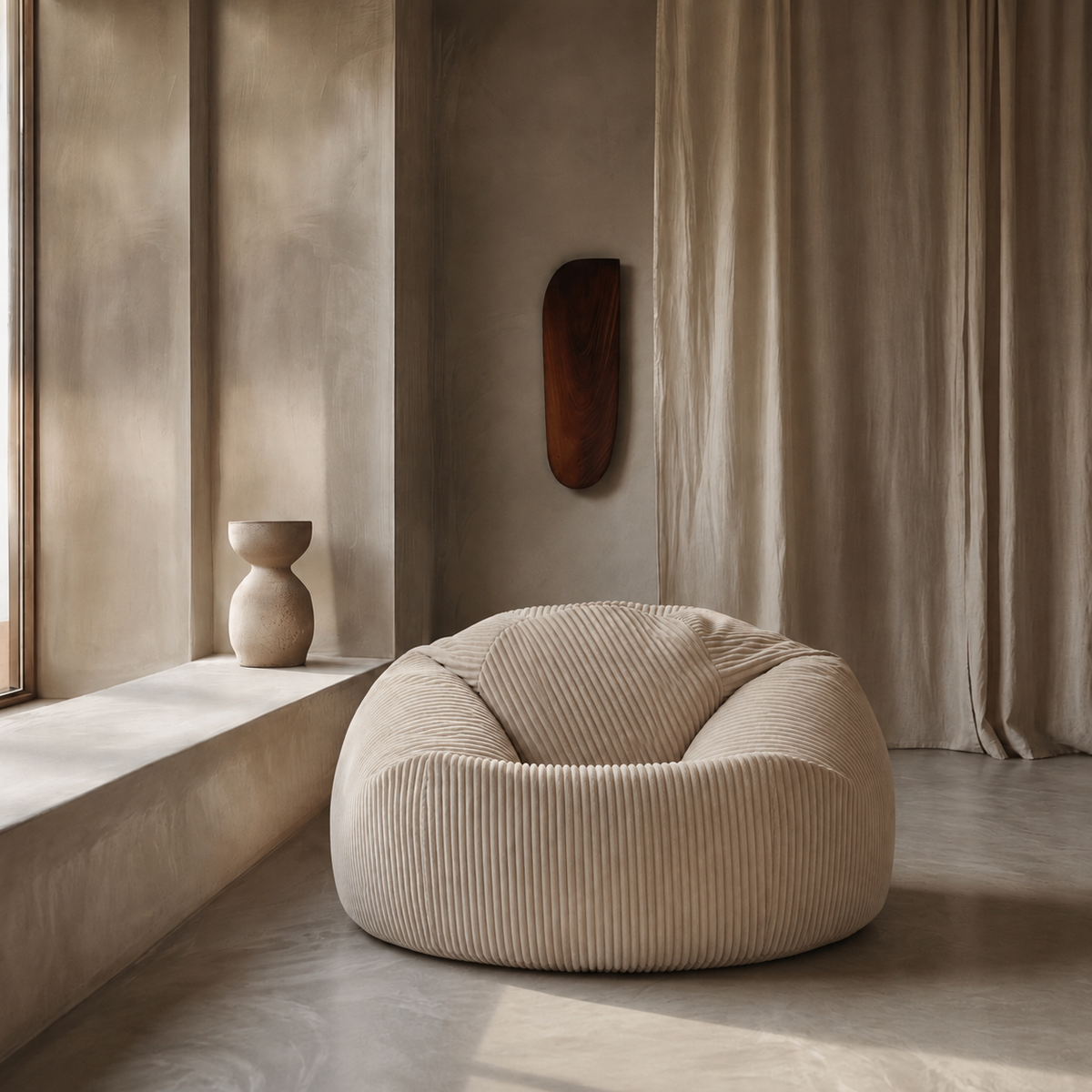 Pouf Poire Adulte en Velours Côtelé, Fauteuil Poire Enfant Déhoussable et Lavable, Assise Cocooning avec Dossier pour Salon Chambre et Bureau – Le Malo