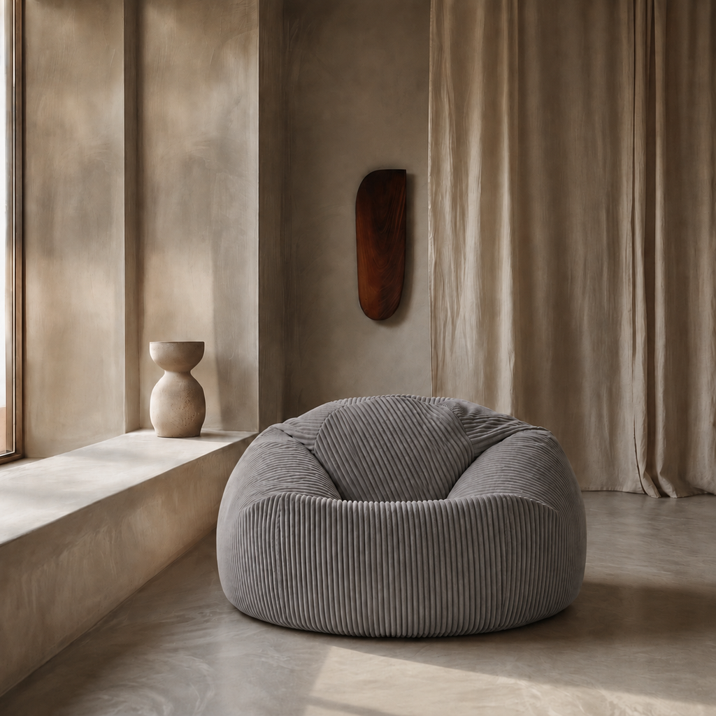 Pouf Poire Adulte en Velours Côtelé, Fauteuil Poire Enfant Déhoussable et Lavable, Assise Cocooning avec Dossier pour Salon Chambre et Bureau – Le Malo