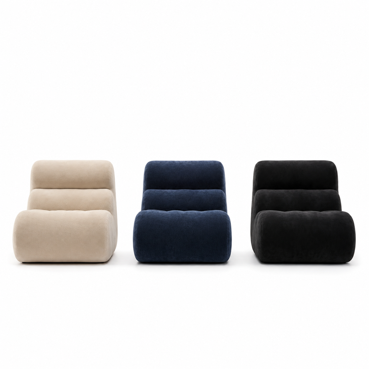 Fauteuil Pouf Adulte XL Forme Chenille, Assise Profonde Mousse 55D, Velours Bouclette, Cocooning Lecture – Le Halo