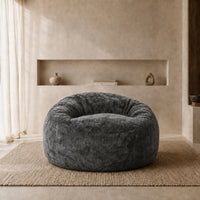 Fauteuil pouf Dossier Haut Velours Bleu - Le Moya