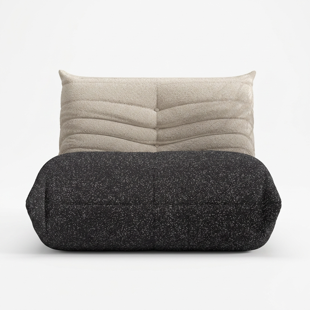 Fauteuil Pouf Géant Cocooning à Dossier Haut en Tissu Tricoté Premium, Fauteuil de Sol Design pour Salon et Chambre - Le Kori