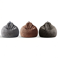 Pouf Salon Adulte Grand Format en Coton et Lin Rayé, Fauteuil Pouf Poire Lounge avec Rembourrage EPP Haute Tenue pour Chambre et Bureau — Le Vela