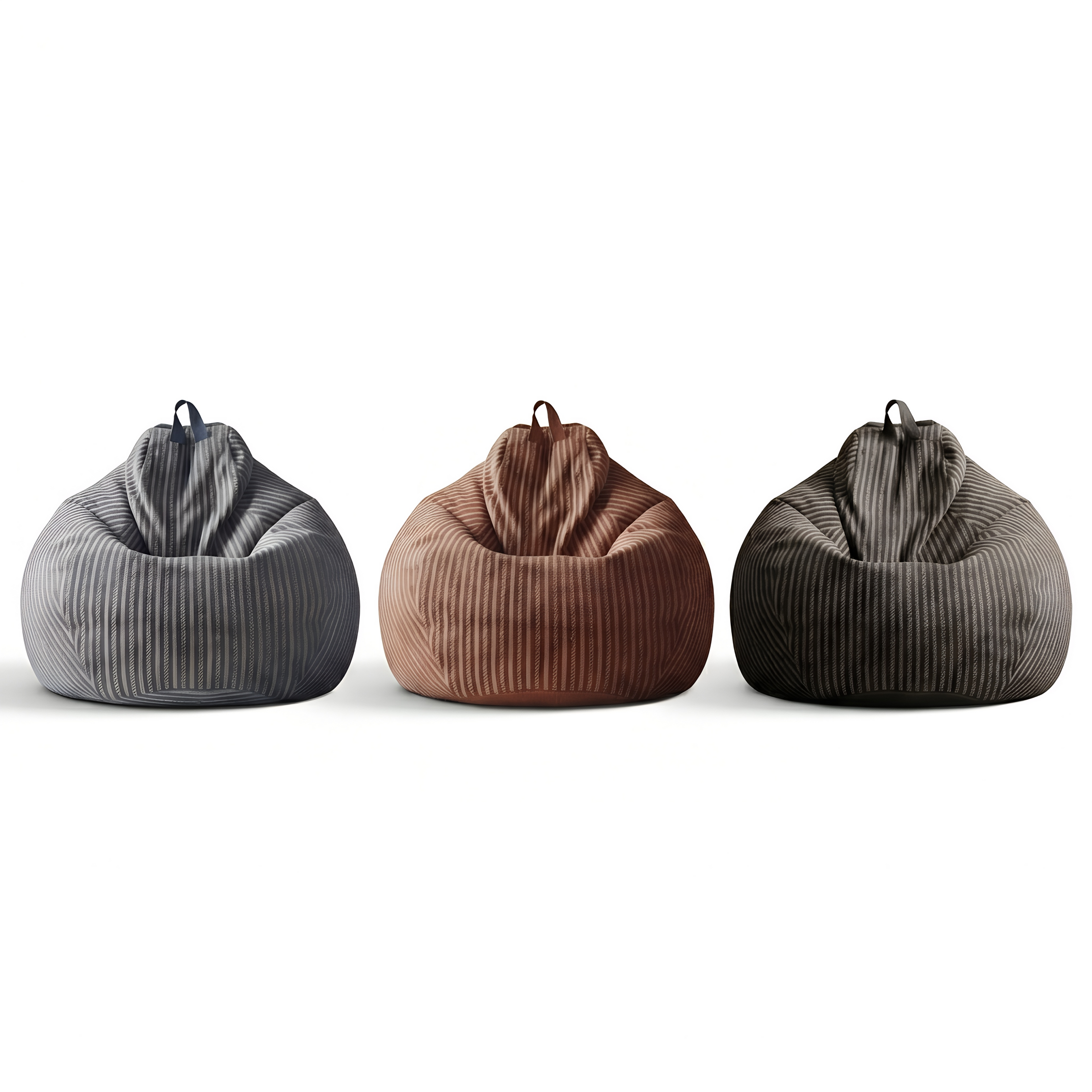 Pouf Salon Adulte Grand Format en Coton et Lin Rayé, Fauteuil Pouf Poire Lounge avec Rembourrage EPP Haute Tenue pour Chambre et Bureau — Le Vela