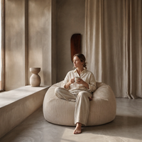 Pouf Poire Adulte en Velours Côtelé, Fauteuil Poire Enfant Déhoussable et Lavable, Assise Cocooning avec Dossier pour Salon Chambre et Bureau – Le Malo