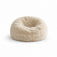 Fauteuil Pouf en Fourrure Longue Ivoire – Le Nola