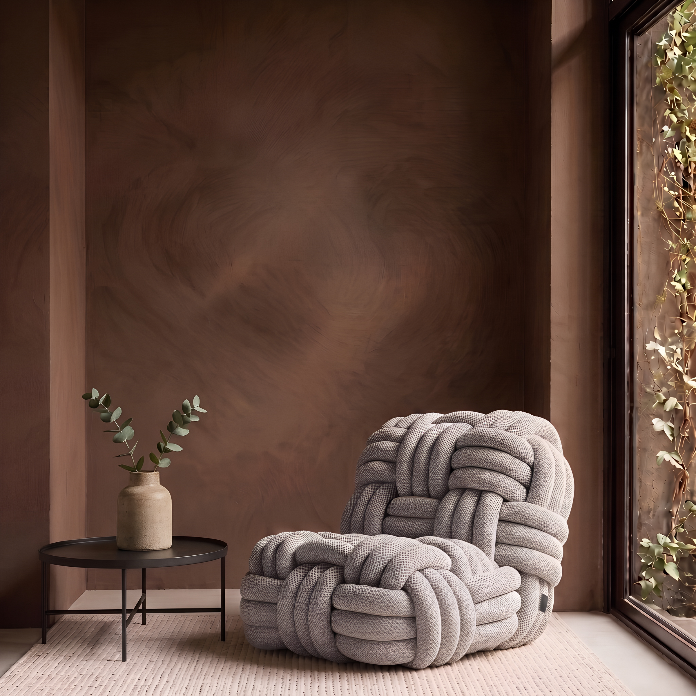 Pouf Salon Fauteuil Tressé Tricoté Épais Cocooning Chambre Déco - Le Naki
