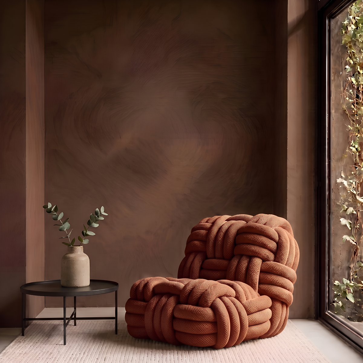 Pouf Salon Fauteuil Tressé Tricoté Épais Cocooning Chambre Déco - Le Naki