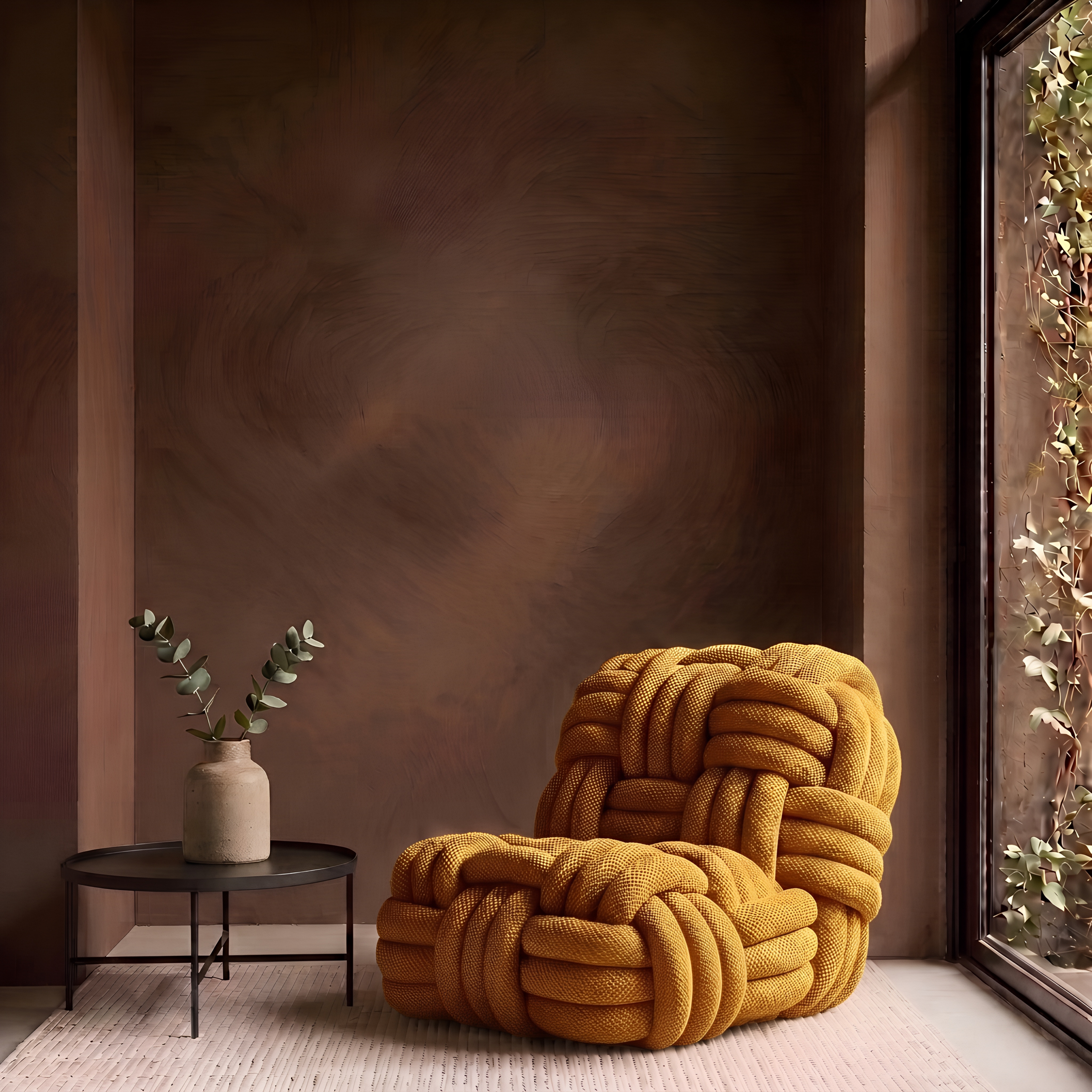 Pouf Salon Fauteuil Tressé Tricoté Épais Cocooning Chambre Déco - Le Naki