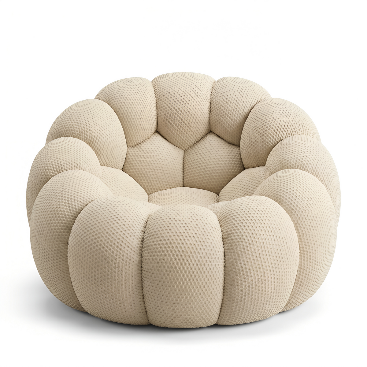 Pouf Salon Adulte Design en Tissu Élastique, Fauteuil Pouf Lounge Cocooning en Mousse Moulée Monobloc pour Chambre et Bureau — Le Solen