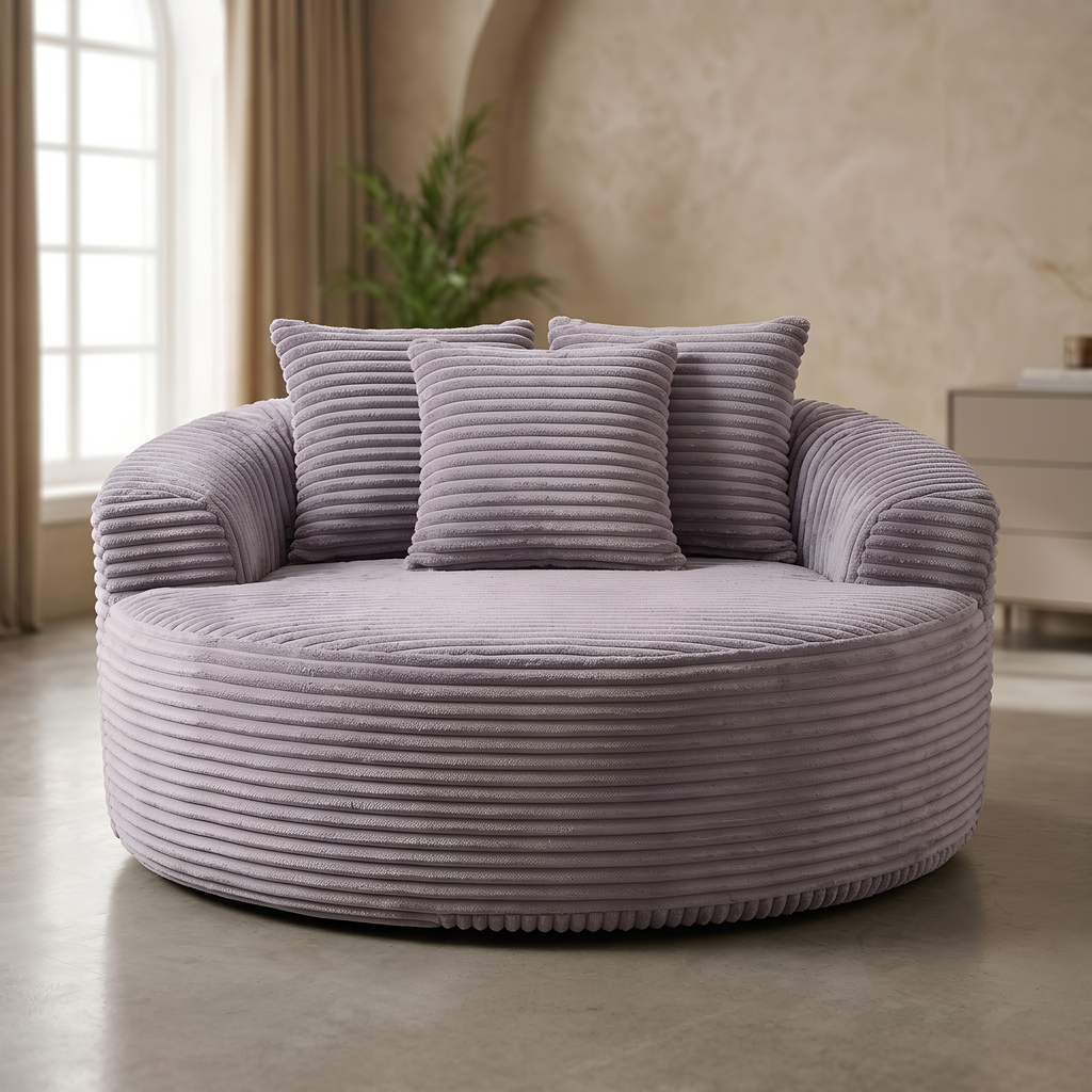 Pouf Salon Adulte en Mousse Compressée avec 3 Coussins, Canapé Pouf Lounge Bas Cocooning pour Chambre et Bureau — Le Côme