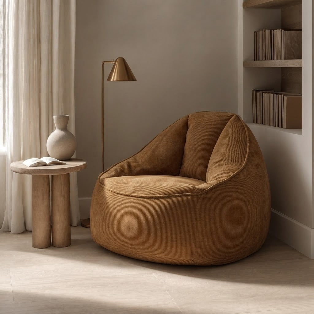 Fauteuil pouf en velours côtelé - le soka