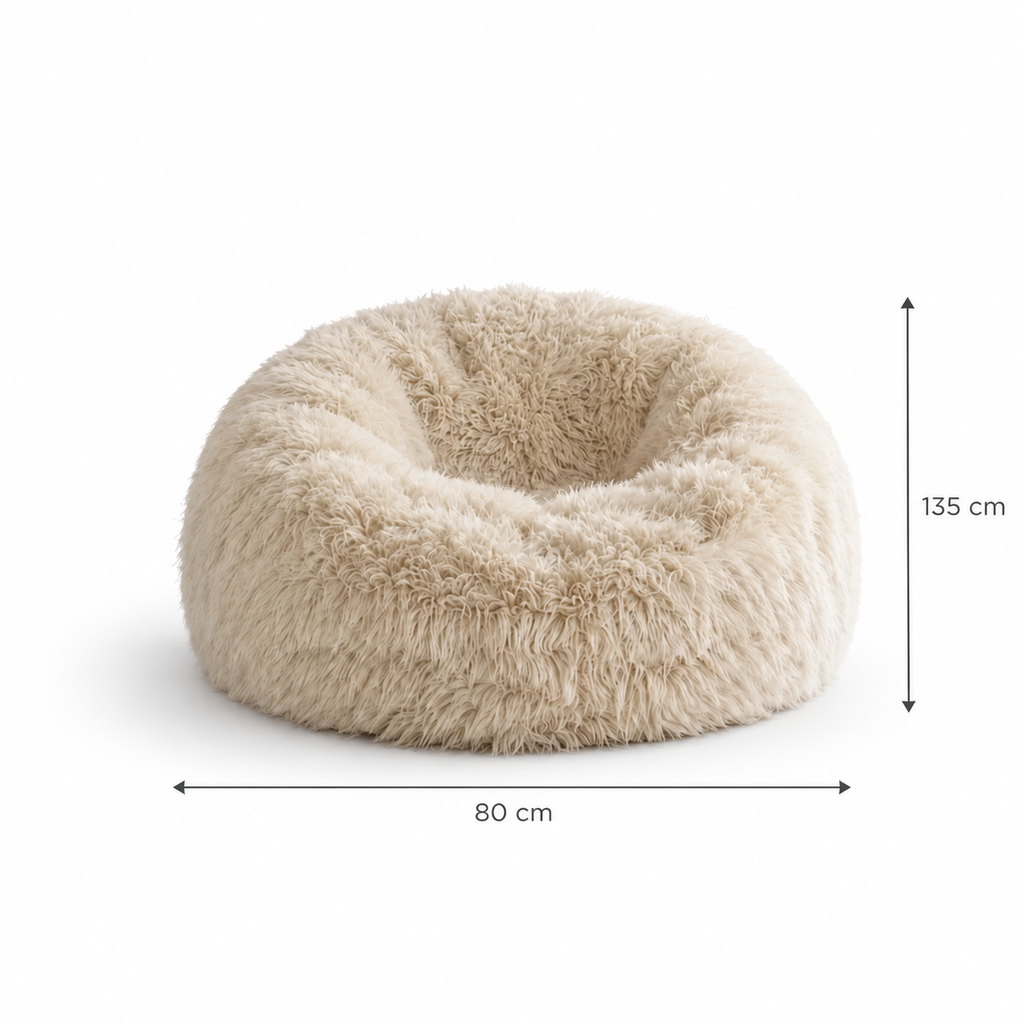 Pouf Fauteuil Adulte en Fourrure Longue, Assise Cocooning Cosy et Moelleuse pour Salon et Chambre – Le Nola