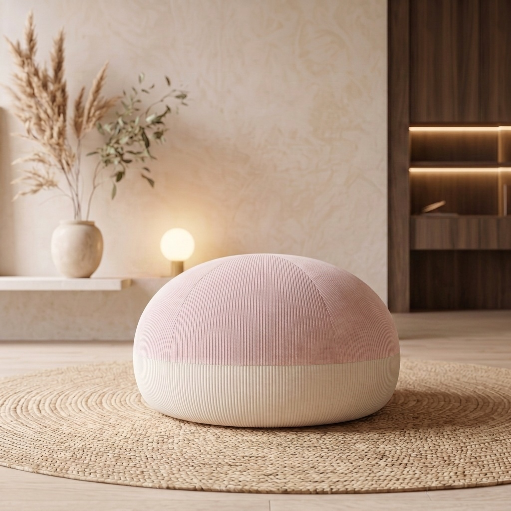 Pouf Salon Rond en Velours Côtelé – Fauteuil Cocooning Moelleux, Assise Basse Confortable et Design Le Numa