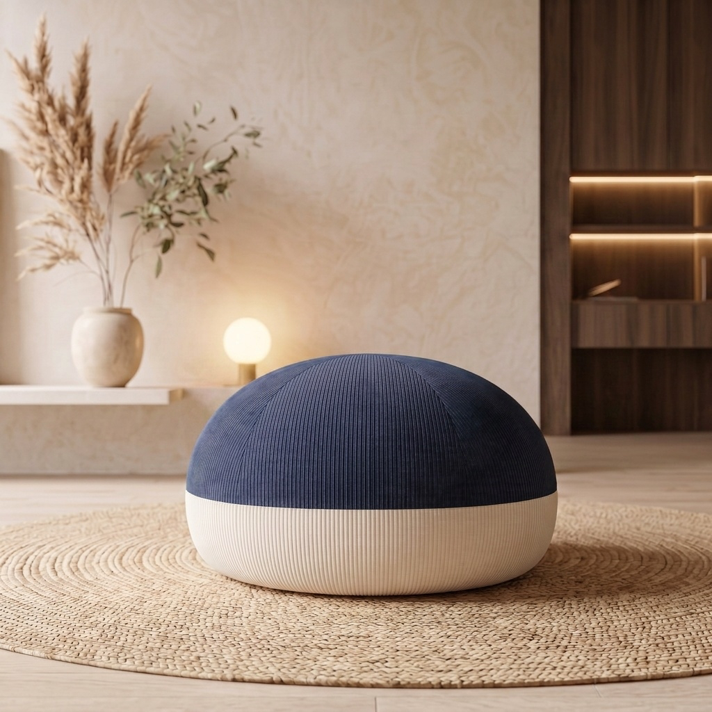 Pouf Salon Rond en Velours Côtelé – Fauteuil Cocooning Moelleux, Assise Basse Confortable et Design Le Numa