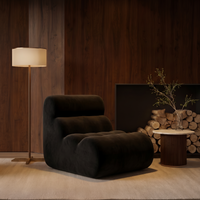 Fauteuil Pouf Adulte XL Forme Chenille, Assise Profonde Mousse 55D, Velours Bouclette, Cocooning Lecture – Le Halo