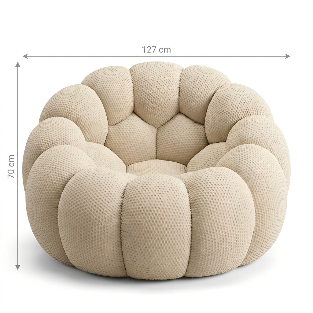Pouf Salon Adulte Design en Tissu Élastique, Fauteuil Pouf Lounge Cocooning en Mousse Moulée Monobloc pour Chambre et Bureau — Le Solen