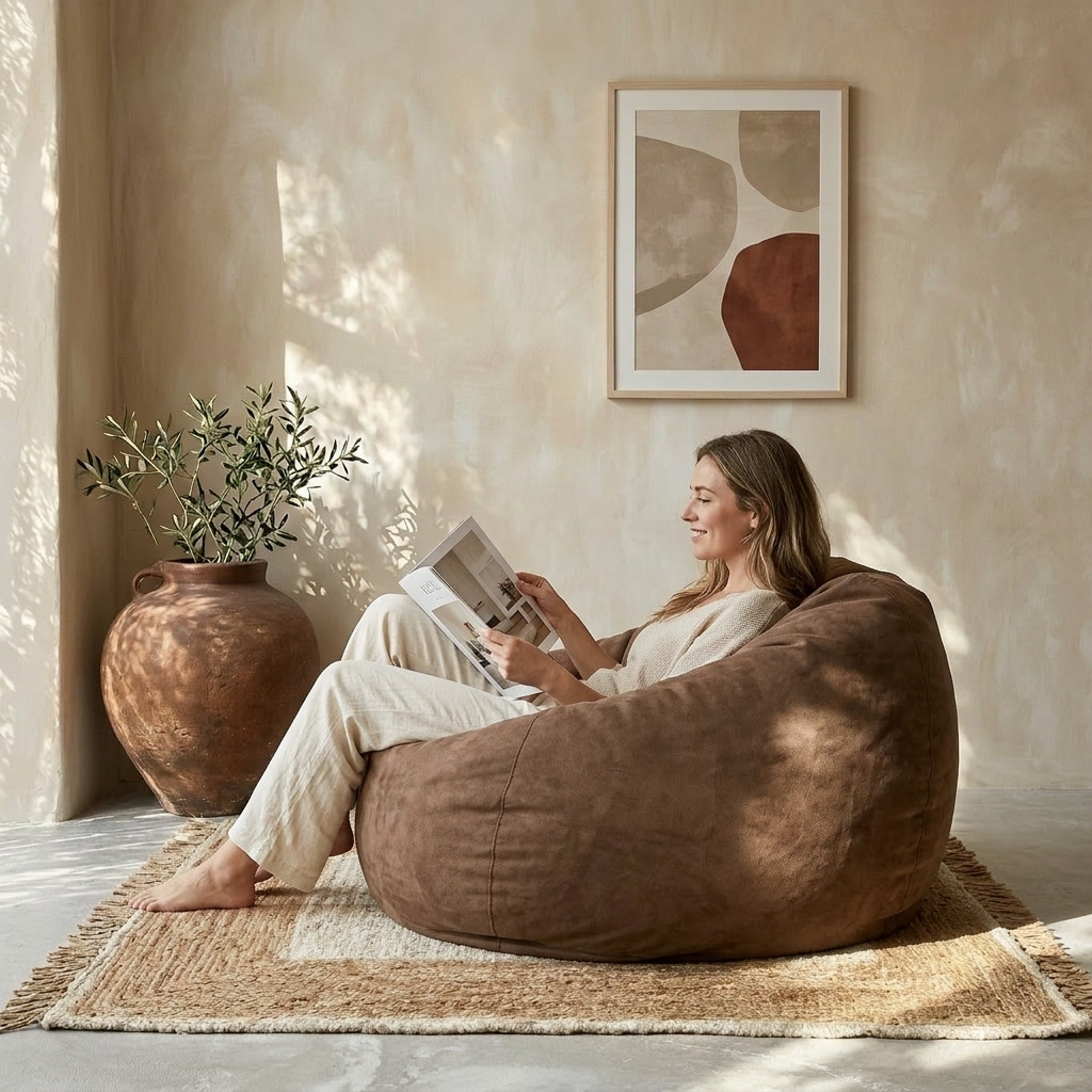 Pouf Salon Design en Tissu Doux Haut de Gamme – Le Nusa