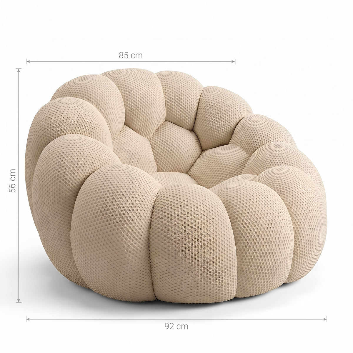 Pouf Salon Adulte Design en Tissu Élastique, Fauteuil Pouf Lounge Cocooning en Mousse Moulée Monobloc pour Chambre et Bureau — Le Solen
