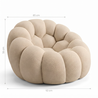Pouf Salon Adulte Design en Tissu Élastique, Fauteuil Pouf Lounge Cocooning en Mousse Moulée Monobloc pour Chambre et Bureau — Le Solen
