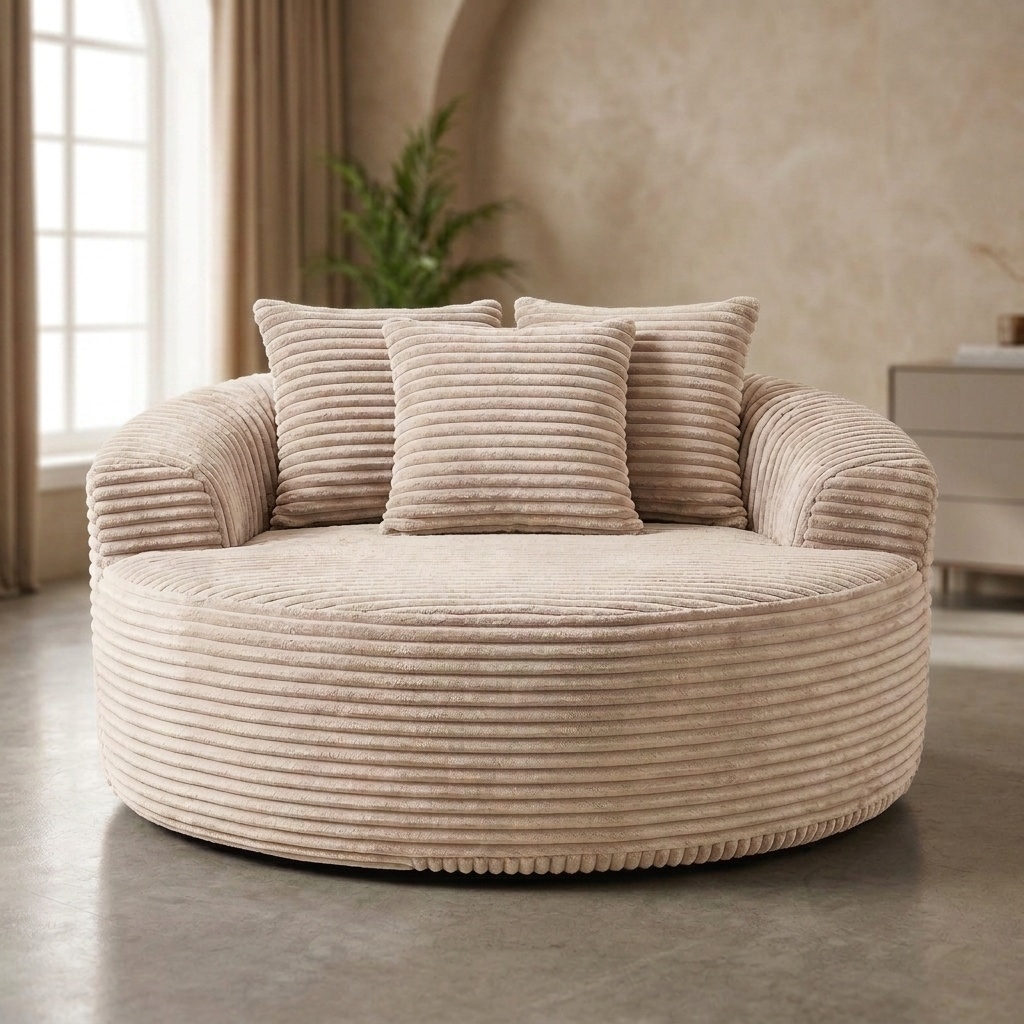 Pouf Salon Adulte en Mousse Compressée avec 3 Coussins, Canapé Pouf Lounge Bas Cocooning pour Chambre et Bureau — Le Côme