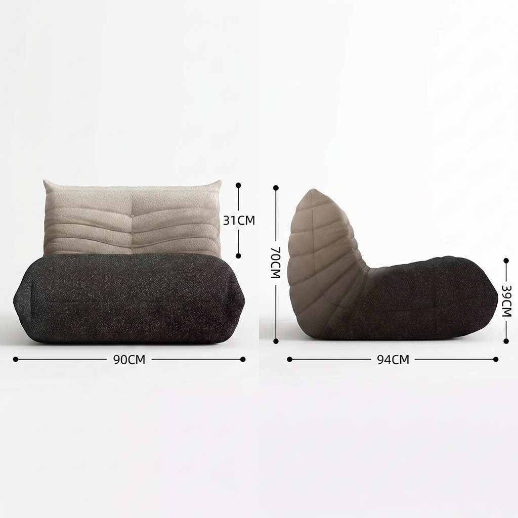 Fauteuil Pouf Géant Cocooning à Dossier Haut en Tissu Tricoté Premium, Fauteuil de Sol Design pour Salon et Chambre - Le Kori
