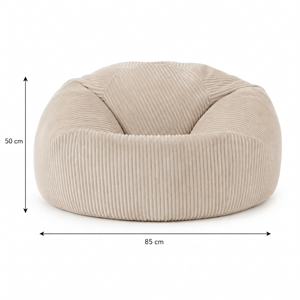 Pouf Poire Adulte en Velours Côtelé, Fauteuil Poire Enfant Déhoussable et Lavable, Assise Cocooning avec Dossier pour Salon Chambre et Bureau – Le Malo
