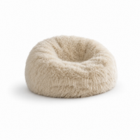Fauteuil Pouf en Fourrure Longue Ivoire – Le Nola