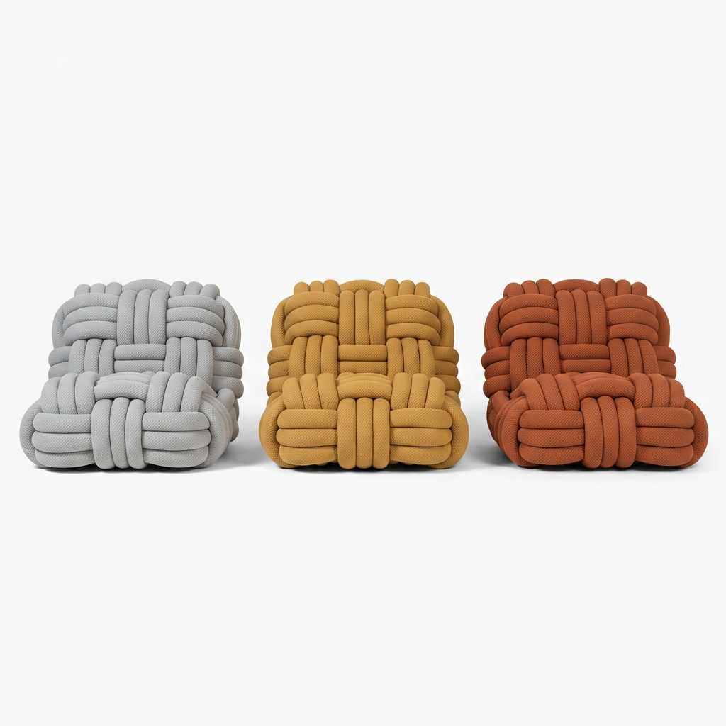 Pouf Salon Fauteuil Tressé Tricoté Épais Cocooning Chambre Déco - Le Naki