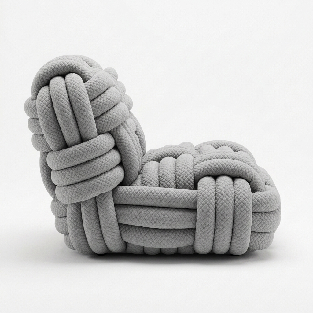 Pouf Salon Fauteuil Tressé Tricoté Épais Cocooning Chambre Déco - Le Naki