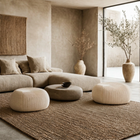 Pouf Rond Adulte en Velours Côtelé Moelleux, Fauteuil de Sol Cocooning à Mousse Mémoire de Forme pour Salon et Chambre – Le Tanu