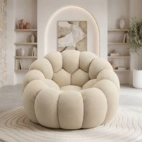 Pouf Salon Adulte Design en Tissu Élastique, Fauteuil Pouf Lounge Cocooning en Mousse Moulée Monobloc pour Chambre et Bureau — Le Solen