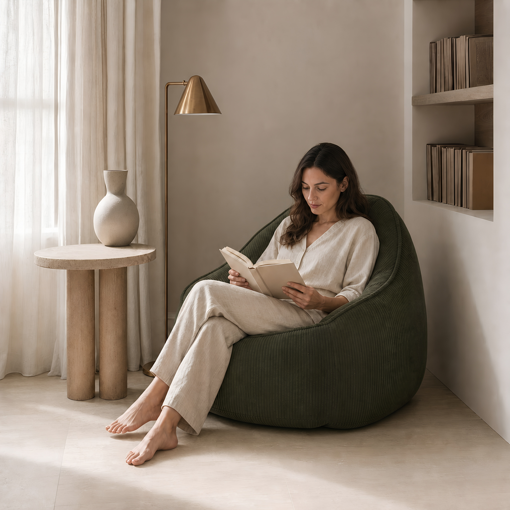 Fauteuil pouf en velours côtelé - le soka