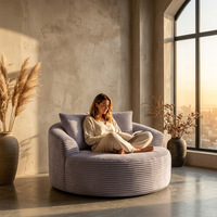 Pouf Salon Adulte en Mousse Compressée avec 3 Coussins, Canapé Pouf Lounge Bas Cocooning pour Chambre et Bureau — Le Côme