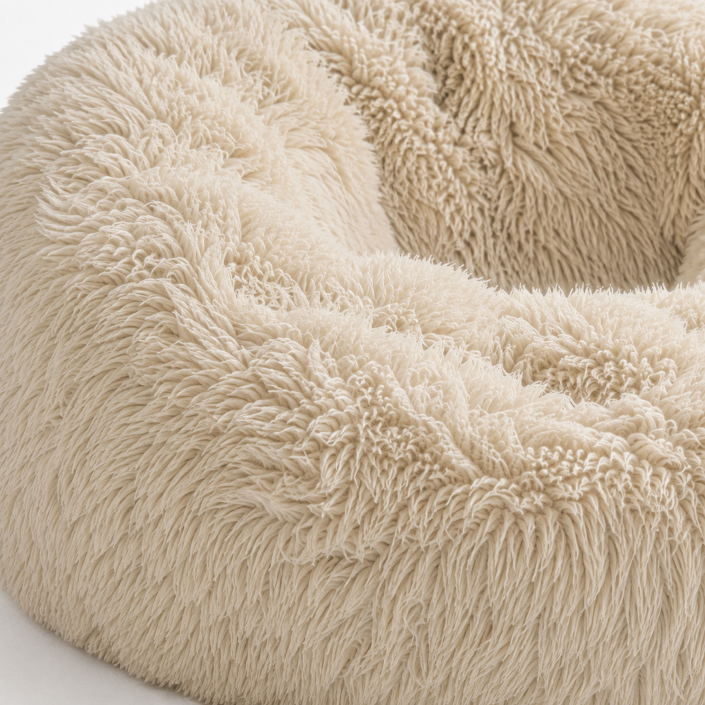 Fauteuil Pouf en Fourrure Longue Ivoire – Le Nola