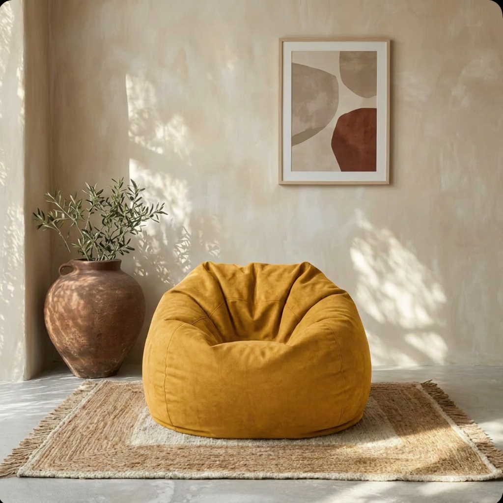 Pouf Salon Design en Tissu Doux Haut de Gamme – Le Nusa